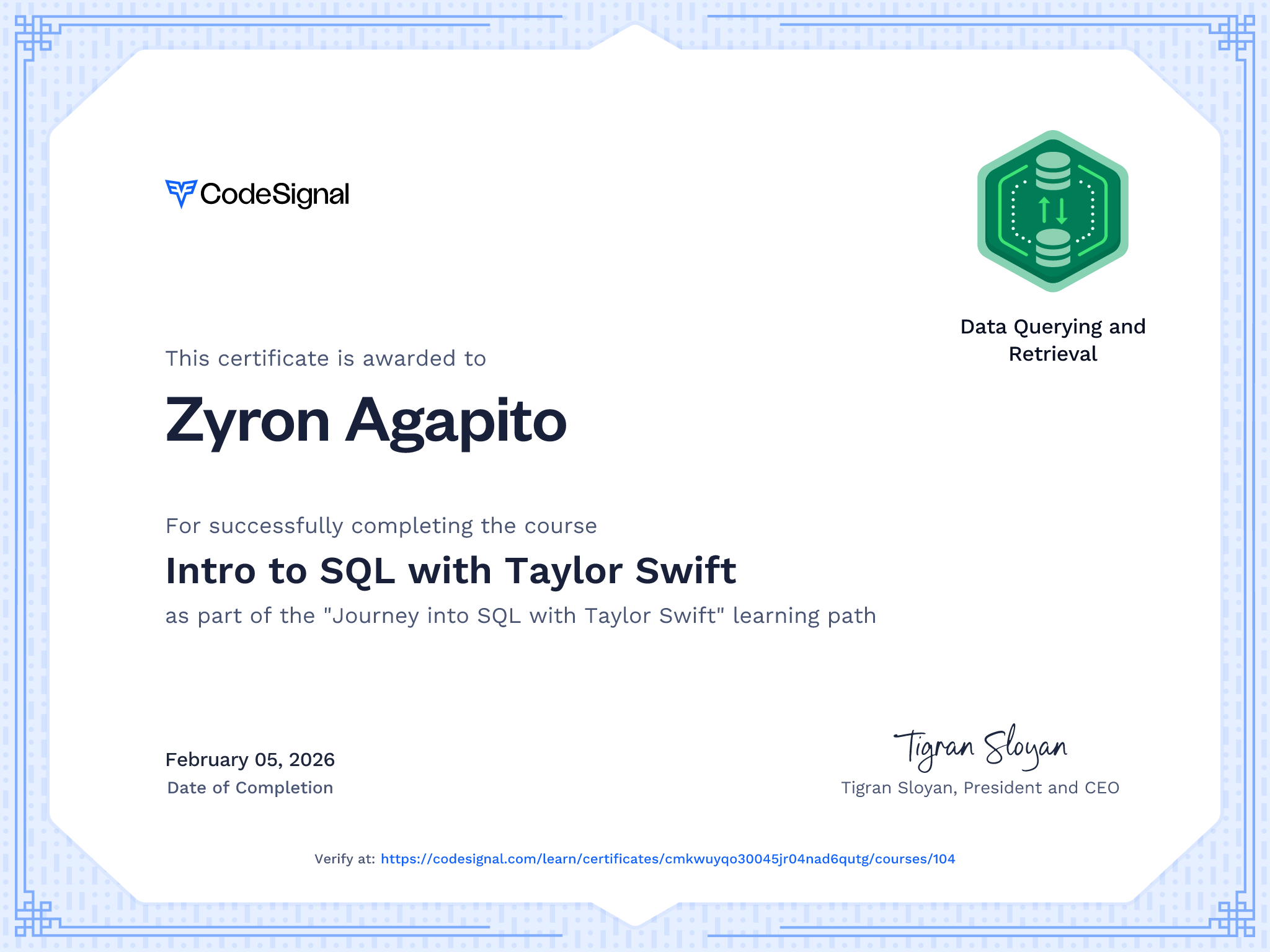 Certificate 1